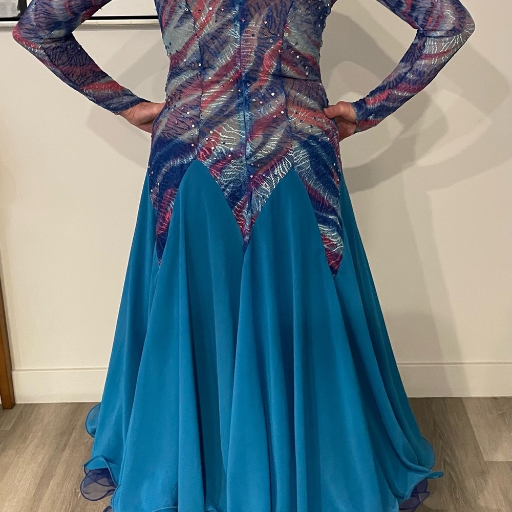 Vibrant Multicolor Ballroom Dance Dress - Picture 10 of 16